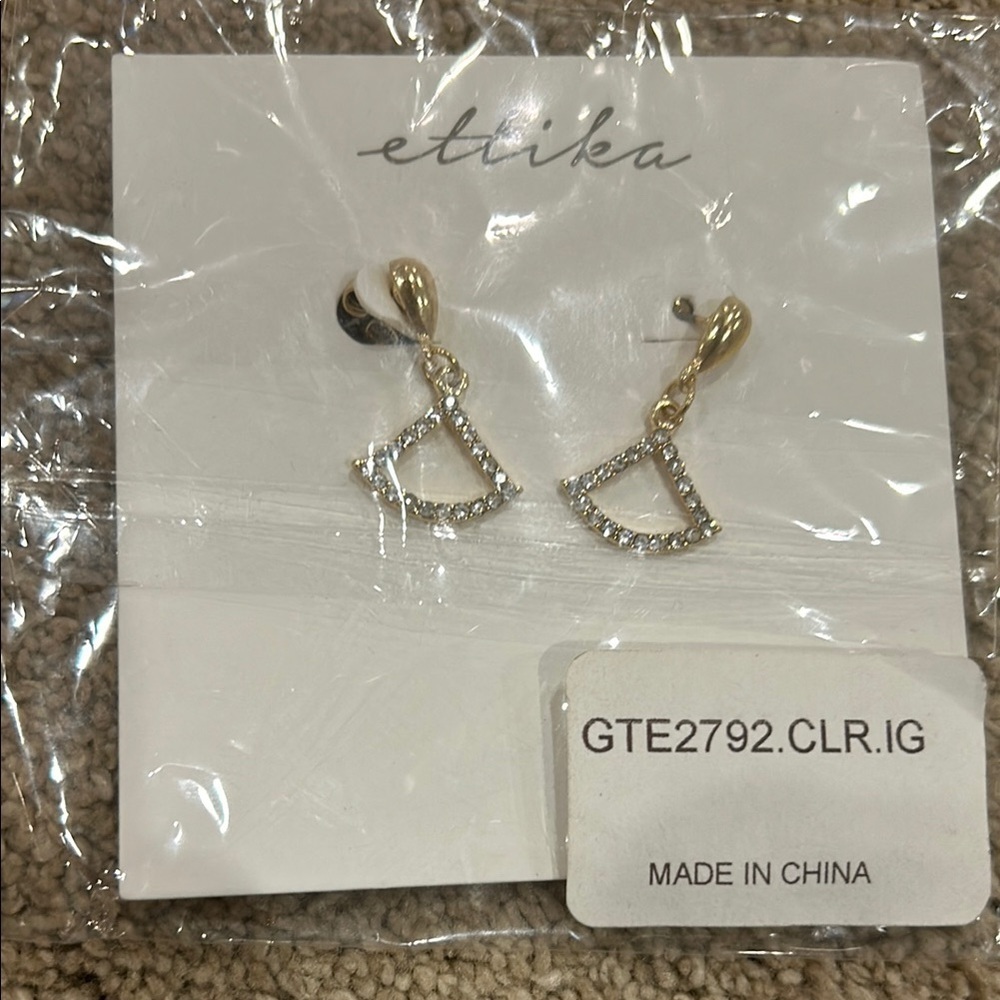 ettika Gold Geometric Earrings